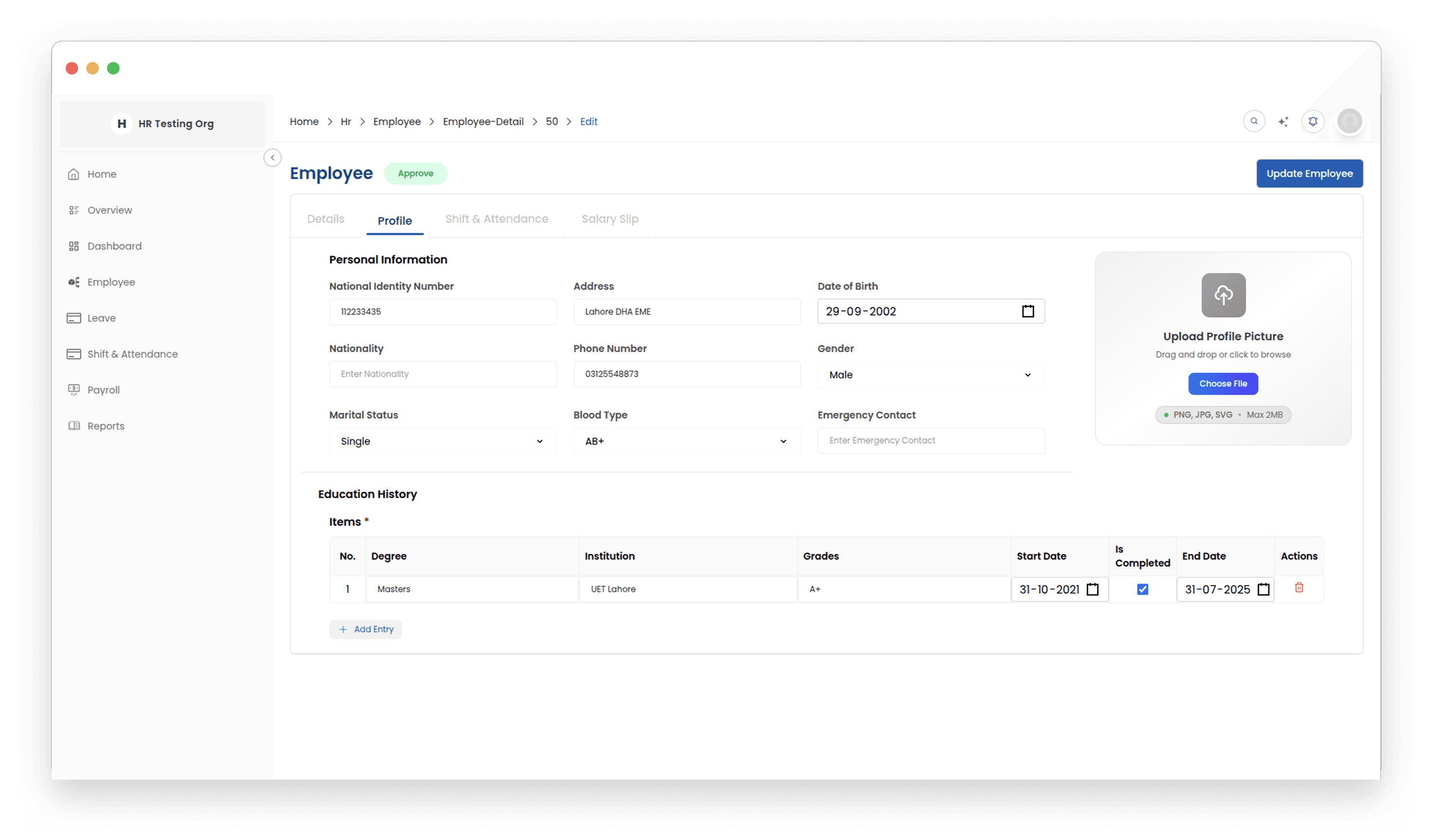 Comprehensive Employee Profiles