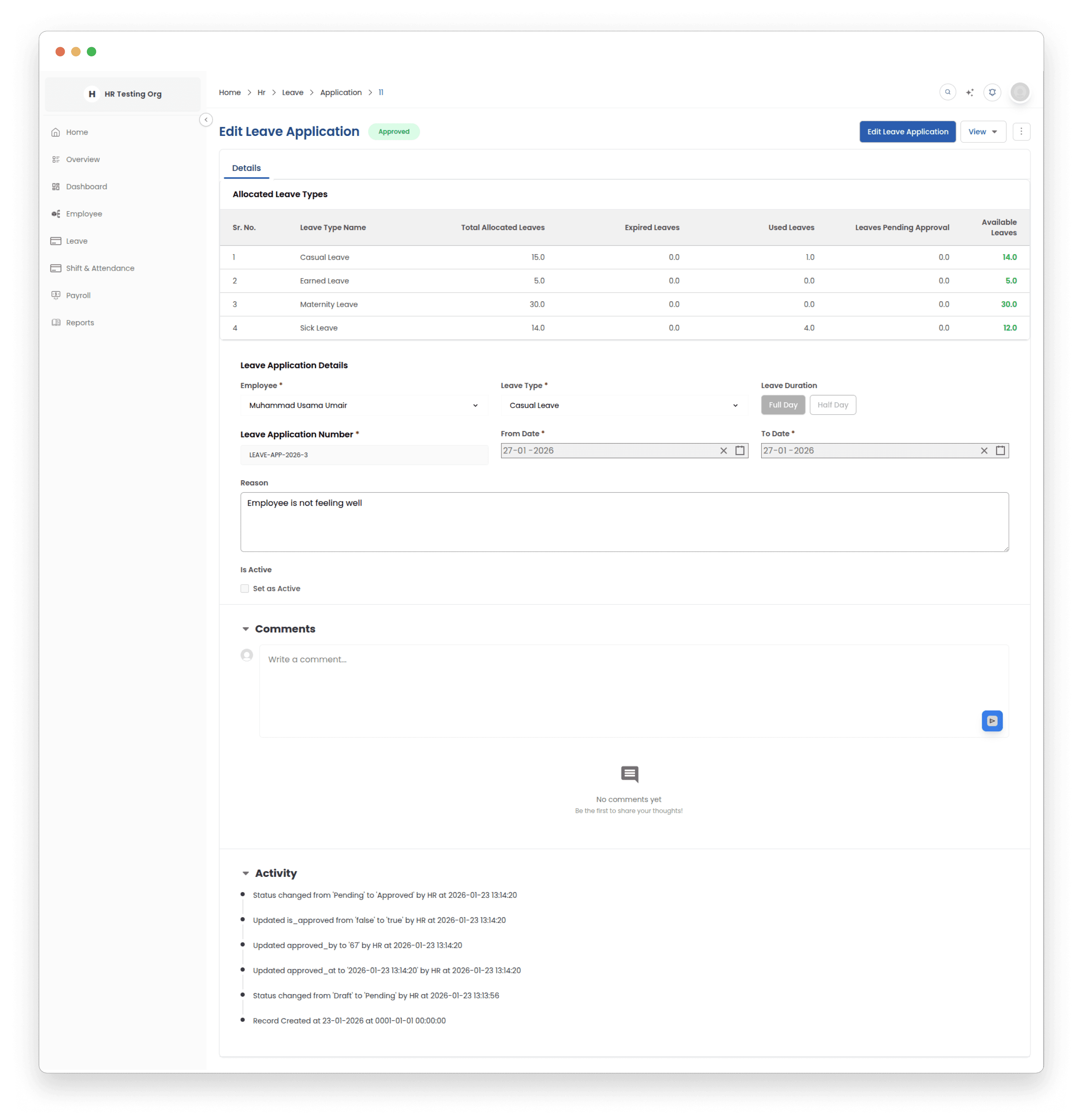Leave Application Workflow
