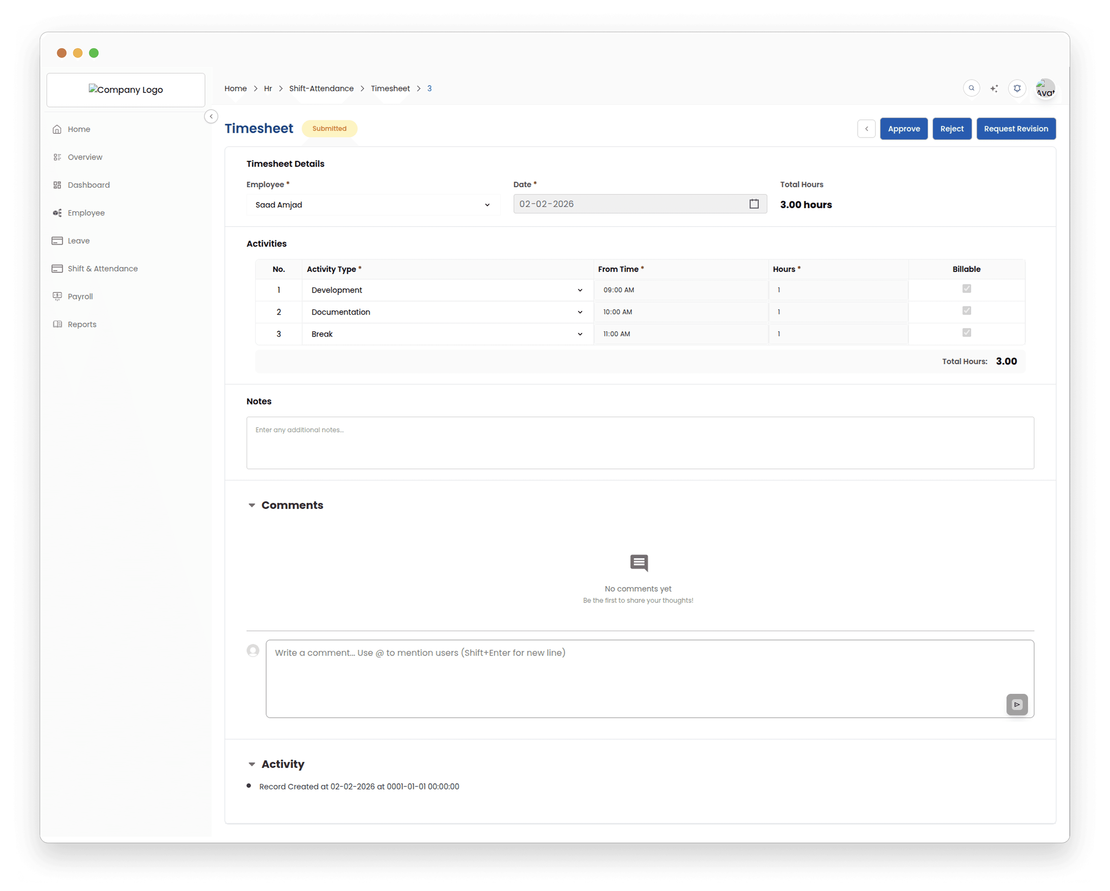Timesheets & Worklog Management