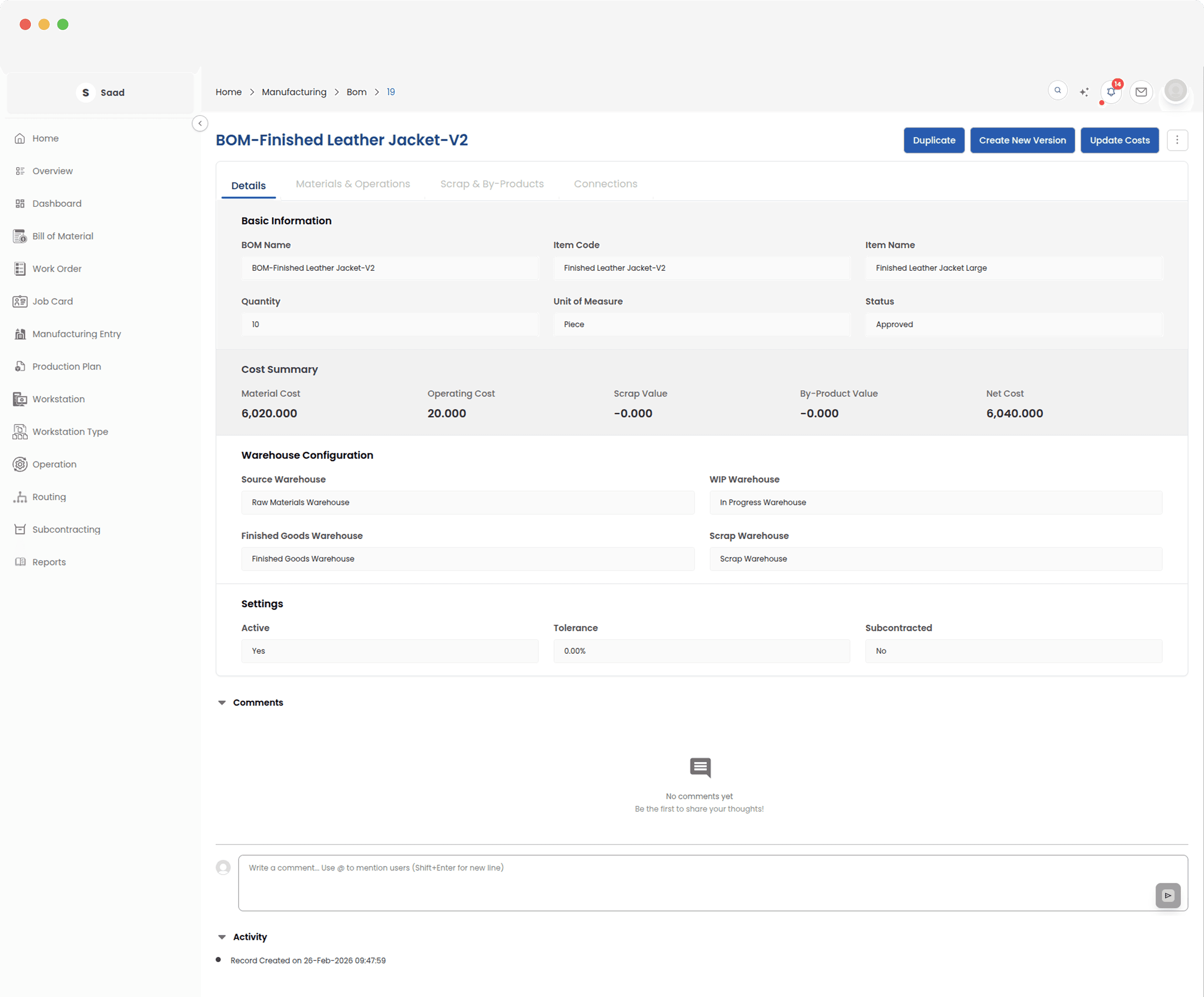 Explode BOMs and break down costs