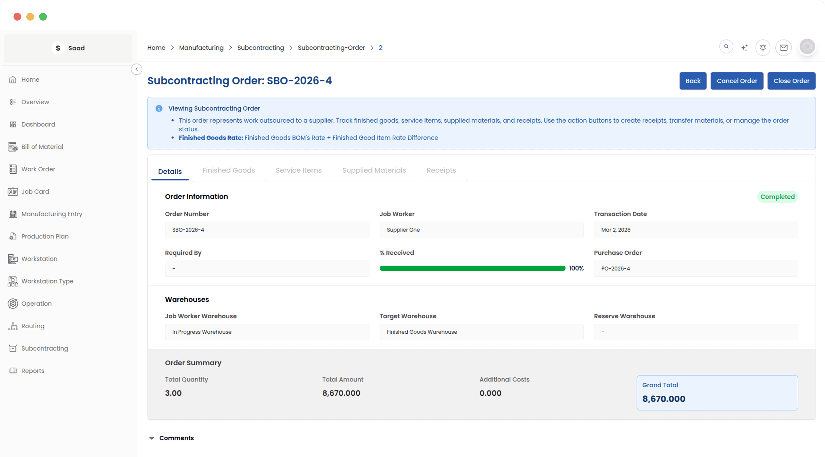 Track orders and manage rates