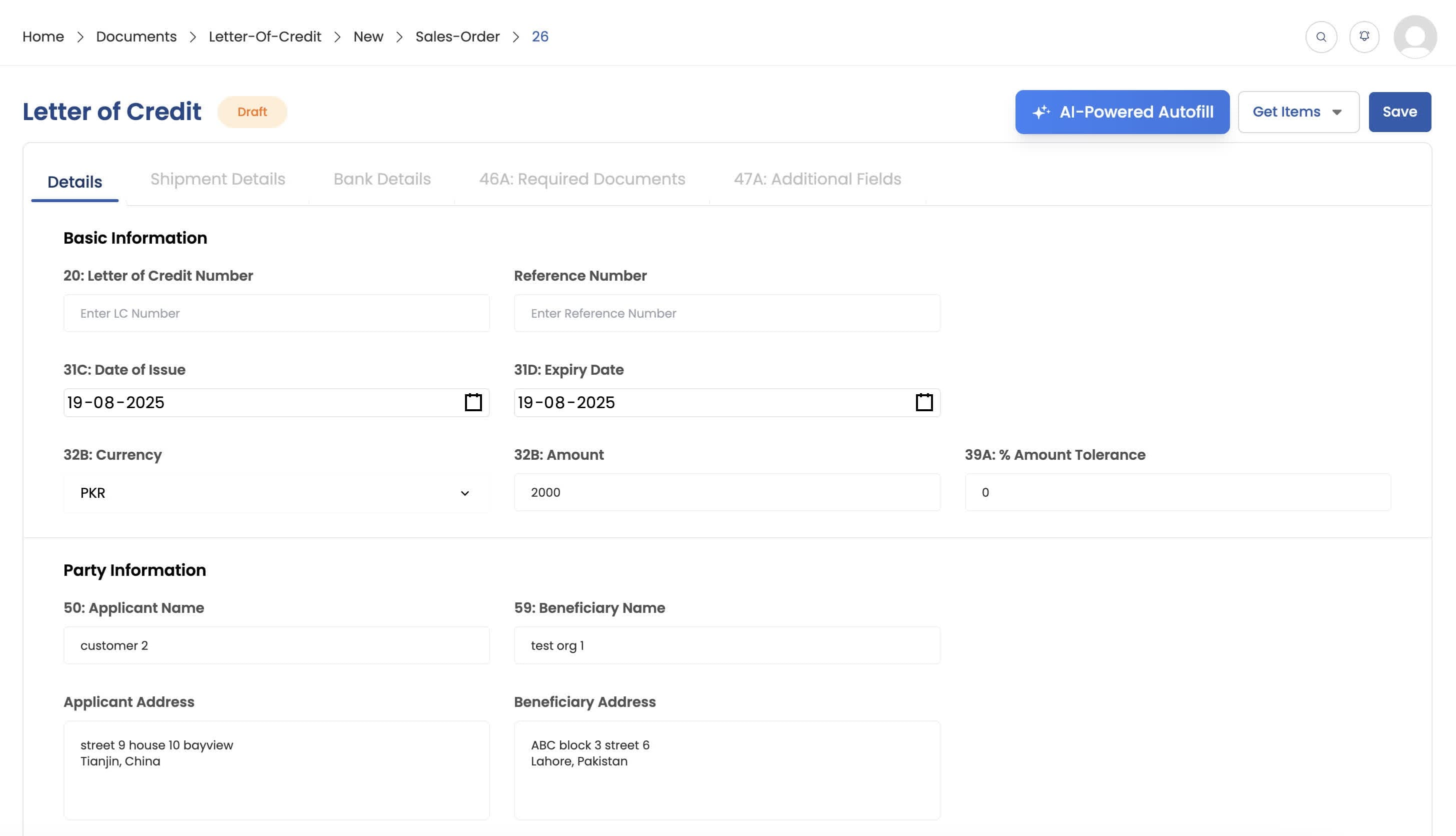 AI Powered Letter of Credit (LC)